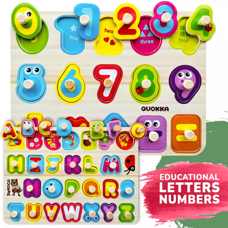 QUOKKA Wooden Puzzles for Toddlers 1-3 | 6 Pack with