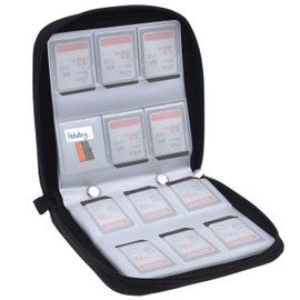 Eco-Fused Estuche de Tarjetas de Memoria - Almacena hasta 44x SD, SDHC, Micro SD, Mini SD y 4X CF - Estuche con 44 Ranuras (8 Páginas) - Para Almacenamiento y Viaje - Etiquetas y Paños de Microfibra incluidos