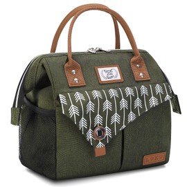 Lekesky Lunch Bags for Women, Wide Opening Reusable Lunch Box Insulated Ladies Lunch Bags for Work, Picnic, School, Green