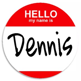 Kiwi Gifts Hello My Name Is Dennis - 100 Pack Circle Stickers 3 Inch - Custom Nametag
