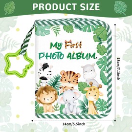 Baby's My First Family Album Soft Photo Cloth Book Jungle Animal My First Book of Photos Baby Memory Album Gift Holds 4x6 Pictures for Babies Newborn Toddler & Kids Baby Shower