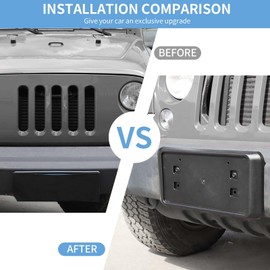 SQQP Front License Plate Holder Fit for 2018-2024 Jeep Wrangler JL JLU & Gladiator JT, License Plate Frame Mount Bracket (Black)