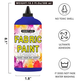 GOODTAKE Baby Pink Textile Paint, Fabric Paint's, 10.5 Fl.Oz Canvas Paints For Clothes, Shoes or Tote Bags, Art Paint's - Lightfast & Vibrant Paint For Canvas Painting (Baby Pink, 10.5 Fl Oz)