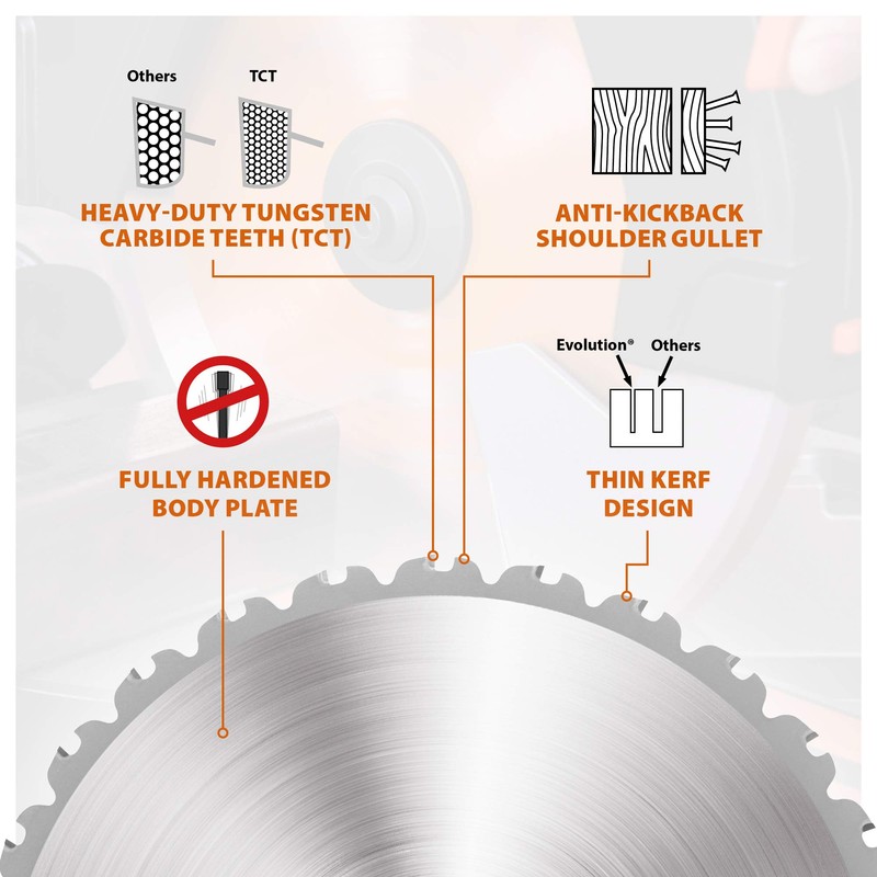 Evolution Power Tools RAGE230BLADE Multi-Material TCT Blade For Saws, Cuts