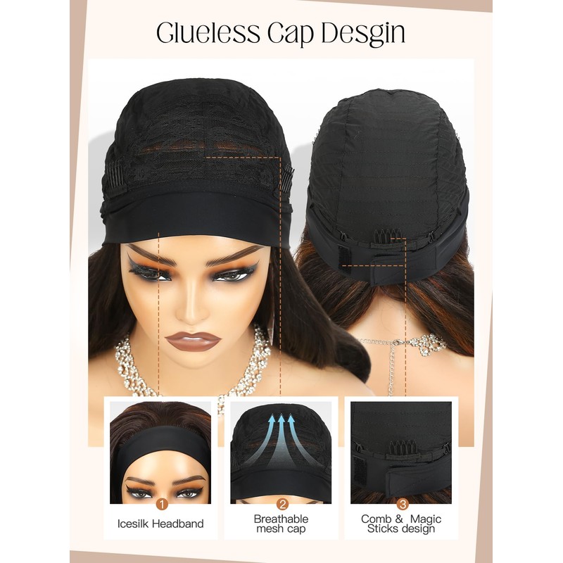 Long Yaki Curly Headband Wigs For Black Women Half Wig