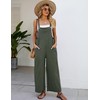 Flygo Jumpsuits for Women Cotton Linen Bib Overalls Loose Fit