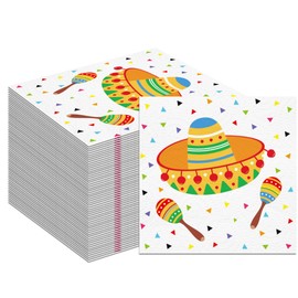 OXYLIPO 40Pcs Mexican Fiesta Paper Napkins Cinco De Mayo Disposable Lunch Dinner Paper Napkin Set for Cinco De Mayo Baby Shower Dinner Picnic Party Tableware Decor Supplies,6.5 * 6.5 Inch