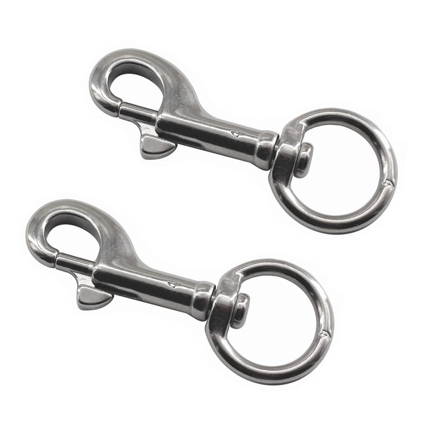 2 Pack 316 Stainless Steel Marine Grade Single Ended Carabiner