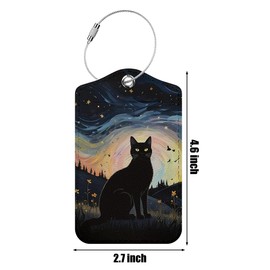 2 PCs Floral Cat Stuff Luggage Tag, Suitcase Tags with Privacy Flap and Metal Loop, Luggage Tags for Suitcases, Identifiers Travel Essentials Bag Tag, Cat Lovers Gifts for Women Girls Friends Sister