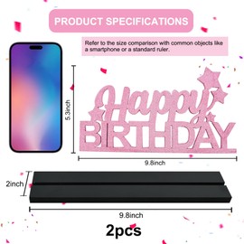 DecoGlee Glitter Pink Letter Happy Birthday Sign Centerpieces for Table Birthday Party Supplies Birthday Favor Decoration for 30th 40th 50th 60th 70th 80th 90th 100th Birthday Table Decoration
