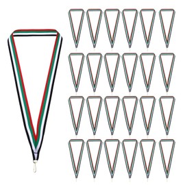 PATIKIL Award Neck Ribbons with Snap Clips, 66 Pack Polyester Medal Lanyards Blank Award Ribbon for Competitions Achievement Sports Party, Black/White/Green/Red