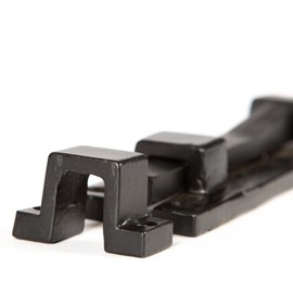 Hammer and Tongs - Straight Shepherd's Crook Surface Bolt - W140mm - Black - Pack of 2