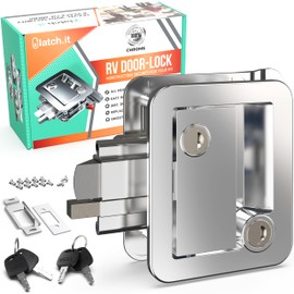 LATCH.IT Chrome RV Door Lock Replacement | Premium RV Door Handle & Camper Latch with 4 Keys | Trusted Trailer Lock for Travel Camper | Fits 2.75"x3.75" Holes | Travel Trailer Locks Replacement