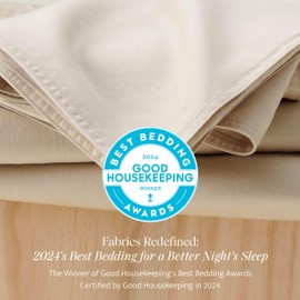 Double Stitch by Bedsure Cotton Tencel Duvet Cover Set - Good Housekeeping Award Winner, Luxe King Duvet Cover Soft, Textured Bedding Set Eucalyptus Lyocell, 1 Duvet Cover, 2 Shams, Sandstone
