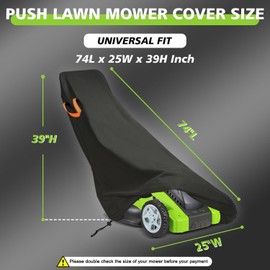 ClawsCover Push Lawn Mower Cover Waterproof Outdoor,Durable 210D Polyester Oxford,Anti-UV Weatherproof Walk Behind Lawnmower Storage Covers Shed, with Reflective Handles,Drawstring-74x25x39 Inch