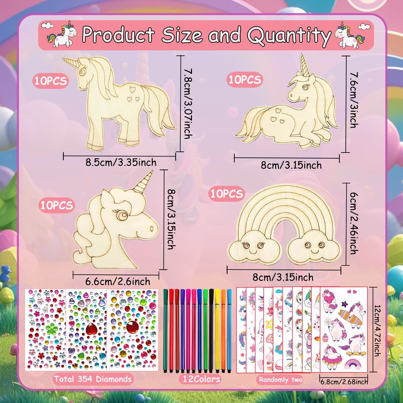 FZYESNO Wooden Craft Sets for Children (Unicorn)