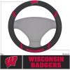 Fanmats Wisconsin Badgers Premium 15 Inch Black Emroidered Steering Wheel