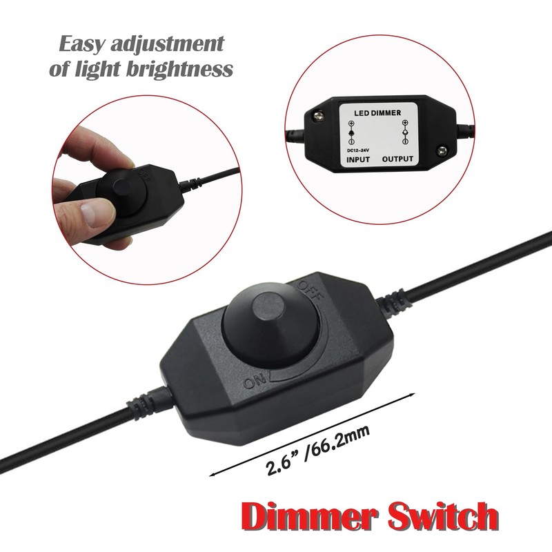 HayEastdor 3PCS LED Strip Light Dimmer Switch Cable DC12V-24V LED