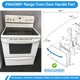 Upgraded 316443601 Oven Door Handle Replacement Compatible with Frigidaire Kenmore Electrolux Electric Range Oven Stove Come with 2 Pack 316433300 Range Oven Door Handle Screws