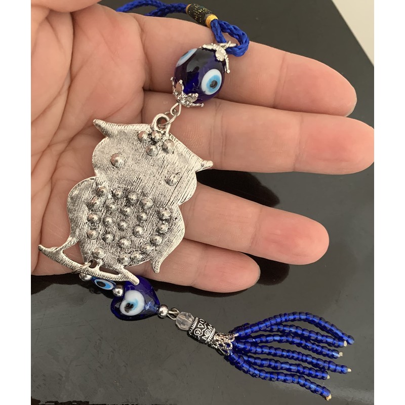 Blue Evil Eye Owl Car or Wall Decor Charm Hanging