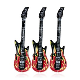 Inflatable Guitar Props, Pack of 3 Inflatable Flame Guitar for Theme Parties, Carnival (90 cm), Inflatable Air Guitars Inflatable Rock Band Guitar
