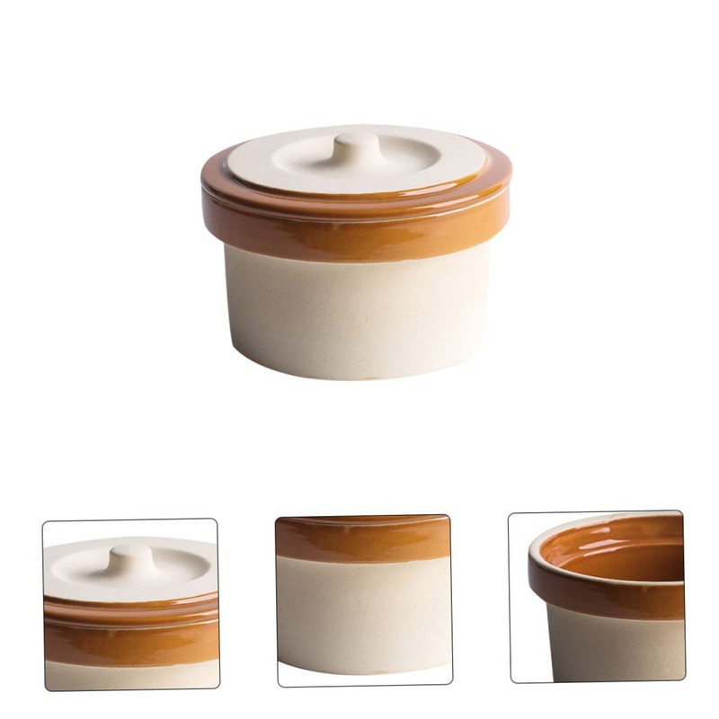 GRIRIW Egg Steamed Bowl Ceramic Stew Pot Lid Included for