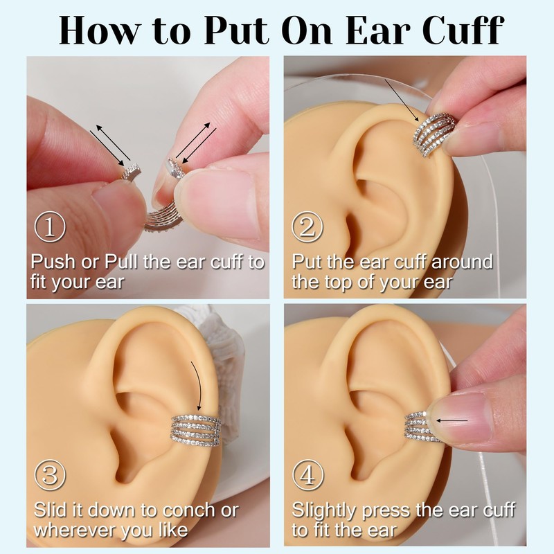 Lansora Cz Paved Leaf Vine Ear Cuffs Earrings Cubic Zirconia