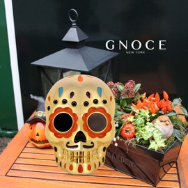 GNOCE Sugar Skull Charm Bead Sterling Silver 18k Gold Palted Charm Fit Bracelet/Necklace Charm for Women Wife