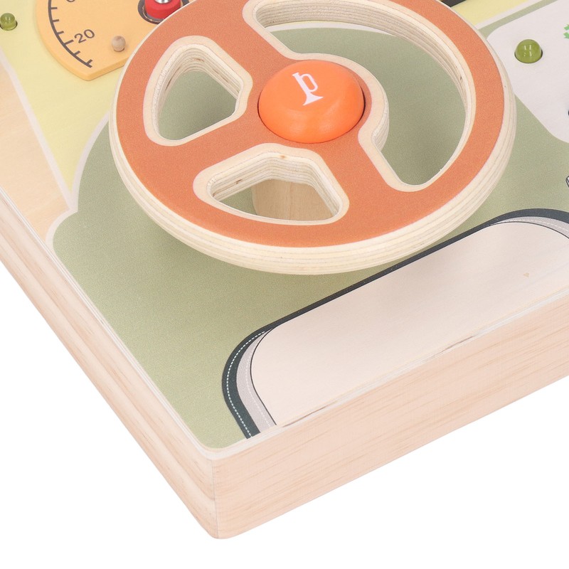 Wooden Steering Wheel Toy Early Educational Stimulation LED Wood Sensory