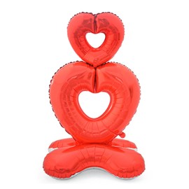 HAIMITI Valentines Day Balloons, Large Red Hearts Love Standing Balloons for Valentines Party Decorations, 58In x 31In 3D Love Foil Balloons Galentines Day Wedding Decor