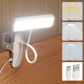 Retisee 2 Pack Dorm Room Essential Clip on Lamp 3 Color 3 Brightness College Book Reading Light for Bed USB Desk Lamp with Clamp for Bunk Bed Headboard Makeup