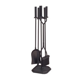 Minuteman International Neoclassic 5-piece Fireplace Tool Set, Black, Square Base
