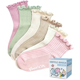 Pastel Toddler Girl Socks 1T 2T-3T Non Slip Ankle Cotton Ruffle Baby Socks with Grips for Kids 12-24 Months Essentials
