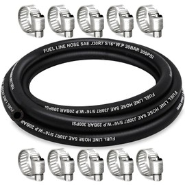 HOUSUN Fuel Line 5/16 Inch ID, Fuel Hose 10FT, J30R7 Fuel Line Hose NBR with 10 Clamps.
