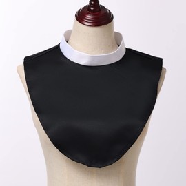 BLESSUME Clergy Shirt Dickey Collar Clerical Priest Shirt Collar Mini Shirt Front Adjust Neckline, Black, One Size