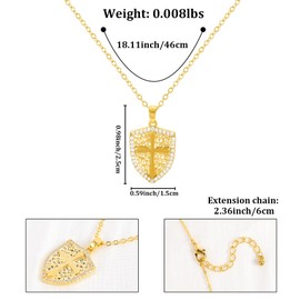 Shield Armor of God Pendant Necklace, Cross Shield Necklace Faith Cross Shield of Faith Pendant Necklace Dainty Chain Minimalist Simple Tiny God Lords Prayer Religious Jewelry Gift Necklace for Women