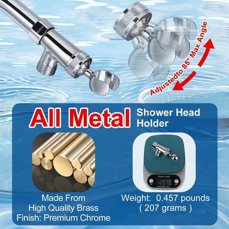 Shower Head Holder All Metal, Brass Adjustable Shower arm Bracket