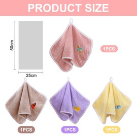 VEHYEGOI 4 Pieces Cartoon Dinosaur Children'S Towels, Soft Absorbent Towels, Children'S Face Towels, Bath Towels, Coral Velvet Towels