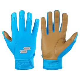 SSK X1 Color Rush Youth Baseball Batting Gloves - Durable Cabretta Leather Palm - 11 Colors (Columbia, Small)