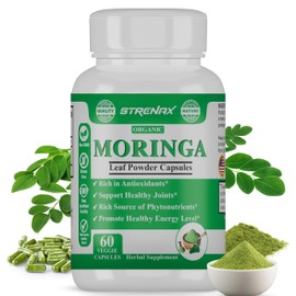 STRENAX STRENAX Organic Moringa Powder Capsules C Natural Dietary Supplement C 60 Capsules
