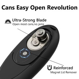 Electric Can Opener, Automatic Handheld Design, Light Black