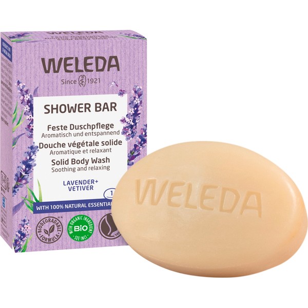 Weleda Lavender + Vetiver Solid Body Wash Shower Bar, 75 g