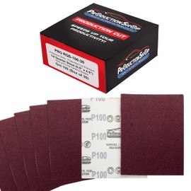 ProductionShop Premium Red 100 Grit 1/4 Sheet Size Red Sanding Sheets, Box of 30 - Hook & Loop Backing Sandpaper, Coarse-Cut Abrasive - Fits Palm Sanders, Hand Sanding Blocks - Woodworking, Auto Paint