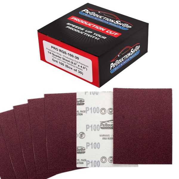 ProductionShop Premium Red 100 Grit 1/4 Sheet Size Red Sanding