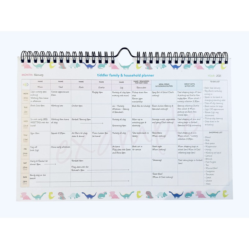 tiddler family & household planner | Undated Weekly Family Organiser/Planner