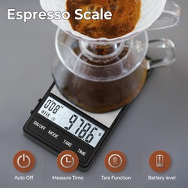 UNIWEIGH Digital Coffee Scale with Timer,Espresso Scale 1000g x 0.1g Mini Barista Scale,Pocket Food Scale Gram and Ounces with LCD Display/Auto-Off/Tare Function(Batteries Included)