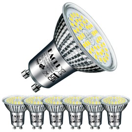 EACLL GU10 LED Cool White 10 Watt Replaces 140 W Halogen Bulbs, Pack of 6, 1050 Lumen 6000 K Bulbs, AC 230 V Flicker-Free Spotlight, Beam Angle 120 Degree Spotlight, Non-Dimmable Reflector Lamps
