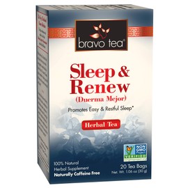 Bravo Tea Sleep & Renew Herbal Tea Caffeine Free, 20 Tea Bags, 6 Count