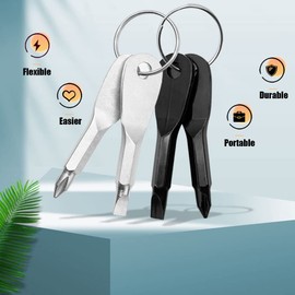 Bestgle 8 Pcs Portable Keychain Screwdriver Set Mini Pocket Key Chain Phillips Slotted Head Screwdriver with Key Ring, EDC Outdoors Travel Multifunction Repair Kit (2 Pairs Black + 2 Pairs Silver)