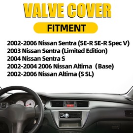 MILIPARTS Aluminum QR25DE Valve Cover Compatible with Nissan Altima Sentra 2.5L 2002 2003 2004 2005 2006, Replace 264-982 13264-3Z001 13270-3Z000 with Gasket Oil Cap Bolts & Tube